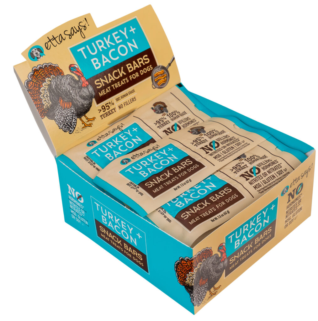 An image of Treat Planet – Etta Says! Meat Snack Bar, Turkey + Bacon – 1.5oz – 12 per display box