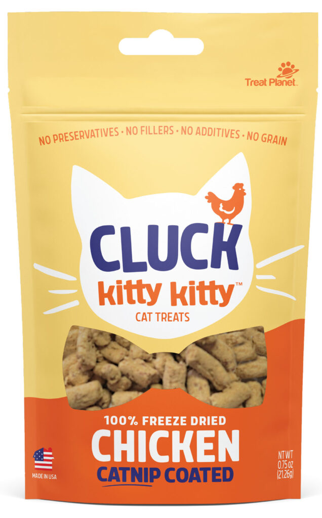 An image of Treat Planet - Cluck Kitty Kitty 100 % Freeze Dried Chicken Treat with Catnip Coating - wt 0.75oz