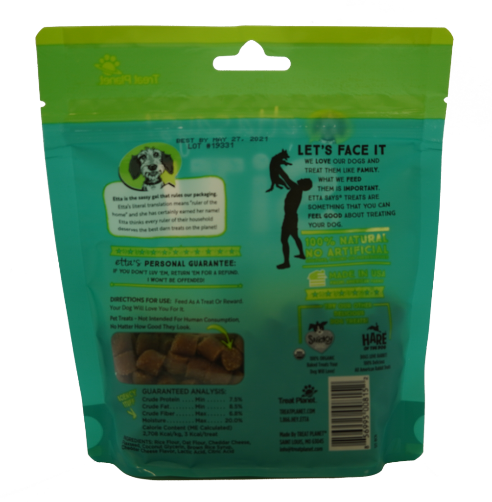 An image of Treat Planet – Etta Says Sit! Training Treats Cheese Recipe, wt 6oz