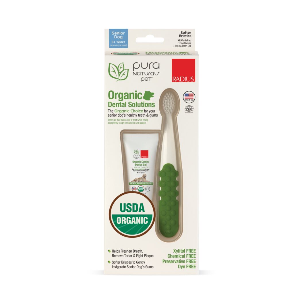 An image of Pure and Natural Pet® – Organic Dental Solutions – Senior Softer Bristled Toothbrush Organic Canine Dental Gel