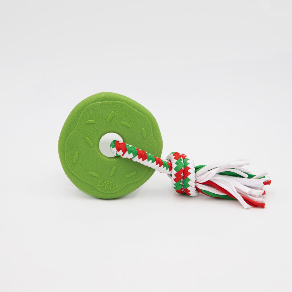 An image of ZippyPaws – ZP1403 Holiday ZippyTuff Teether – Donut Green