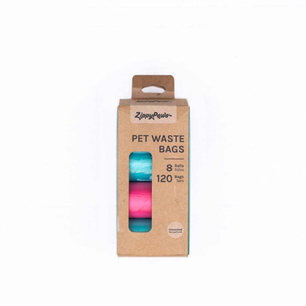 An image of ZippyPaws – ZP410 Pick-Up Bags – Pink/Green Roll (120-ct)