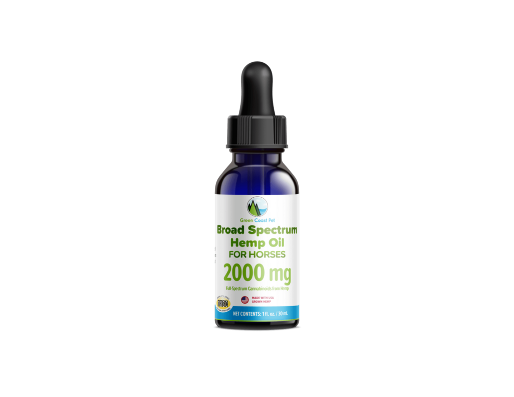 An image of Green Coast Pet – 2000 mg Broad-Spectrum Hemp Oil Dropper For Horses