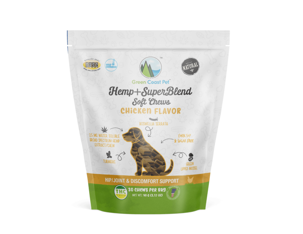 An image of Green Coast Pet – Hemp + SuperBlend Soft Chews – Chicken Flavor