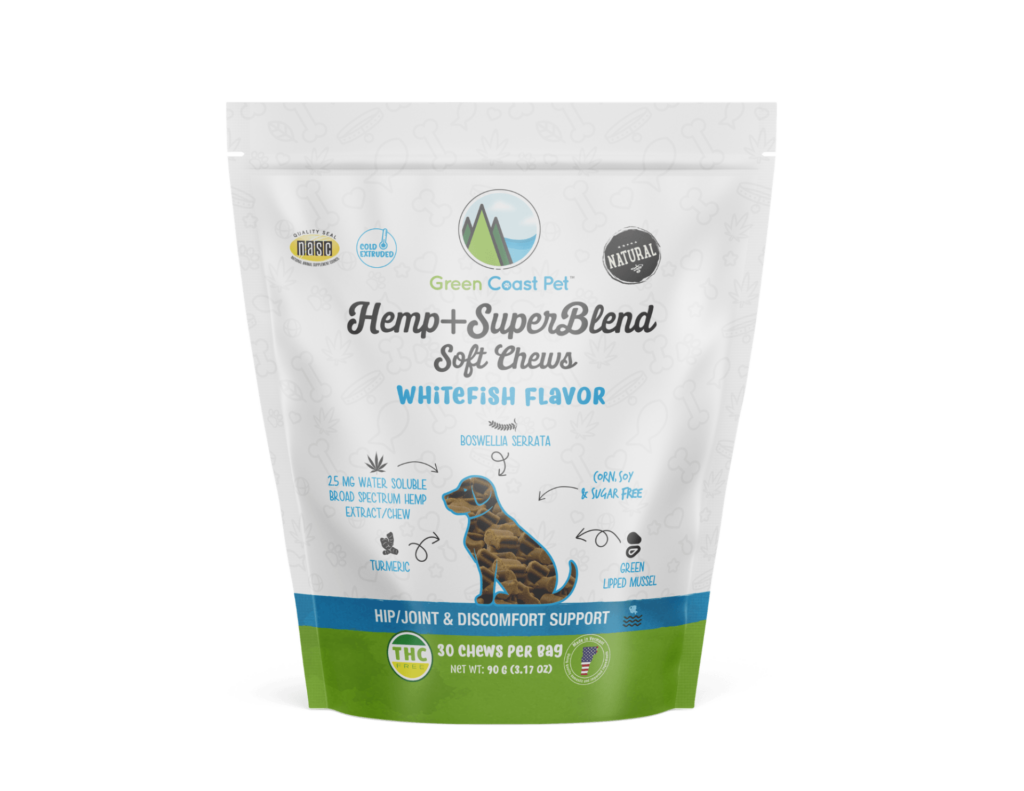 An image of Green Coast Pet – Hemp + SuperBlend Soft Chews – Whitefish Flavor