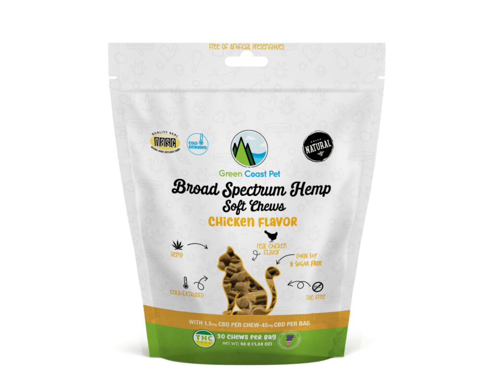 An image of Green Coast Pet – Broad-Spectrum Soft Chews for Cats- Chicken Flavor