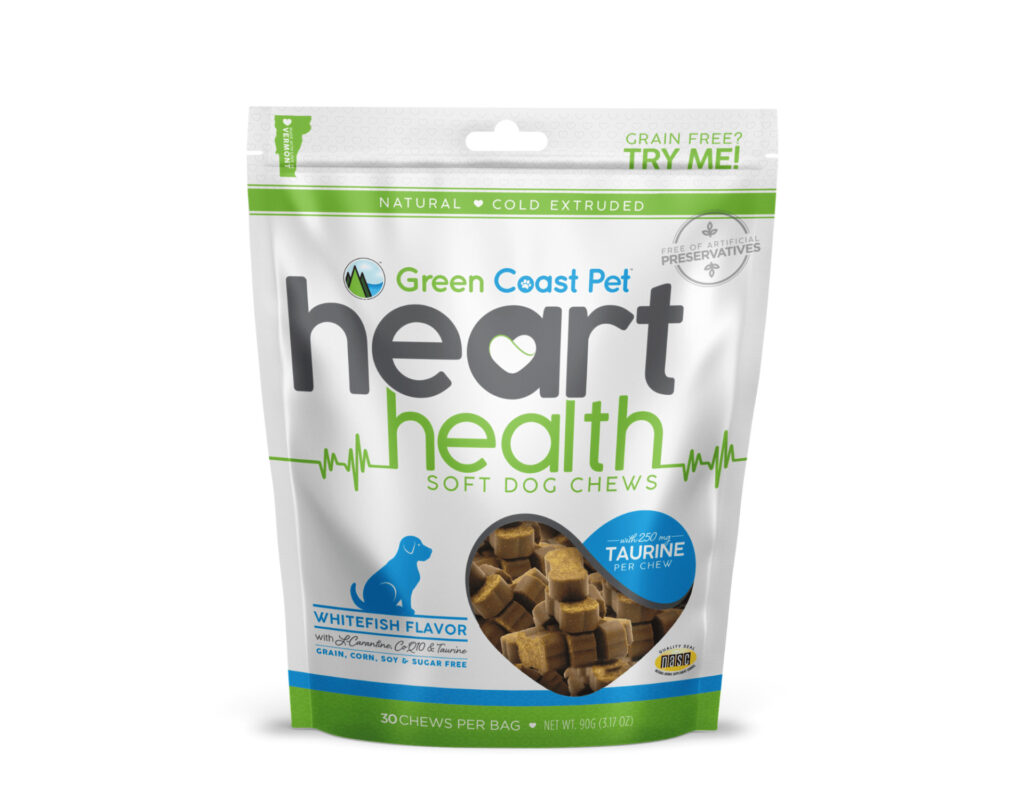 An image of Green Coast Pet – Grain Free Heart Health Soft Chew- Whitefish Flavor