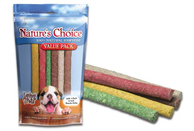 An image of Loving Pets – Nature’s Choice 12″ Assorted Munchy Sticks (6 Pack)