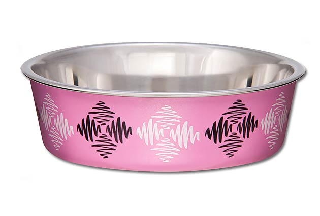 An image of Loving Pets – Bella Bowl – Pink Argyle