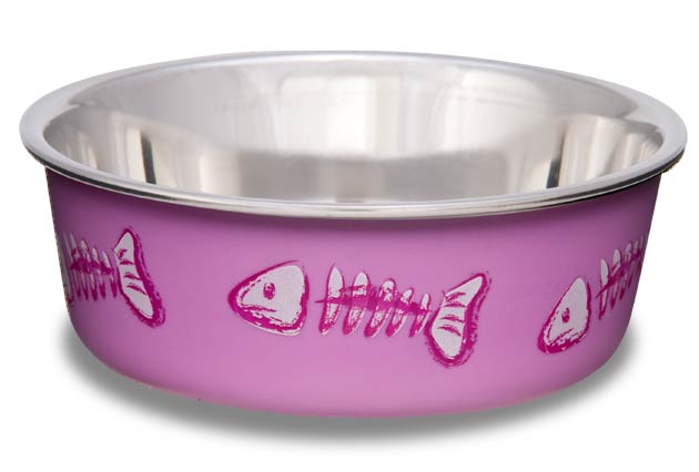 An image of Loving Pets – Bella Bowl Fish Skeleton Design – Pink