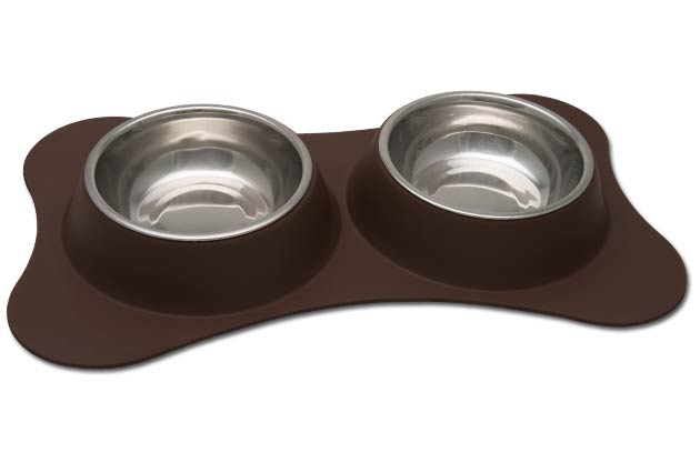 An image of Loving Pets – Dolce Bone Shaped Flex Diner – Chocolate