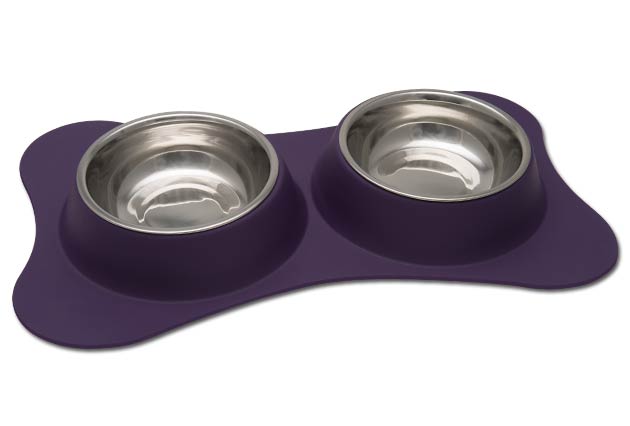 An image of Loving Pets – Dolce Bone Shaped Flex Diner – Plum