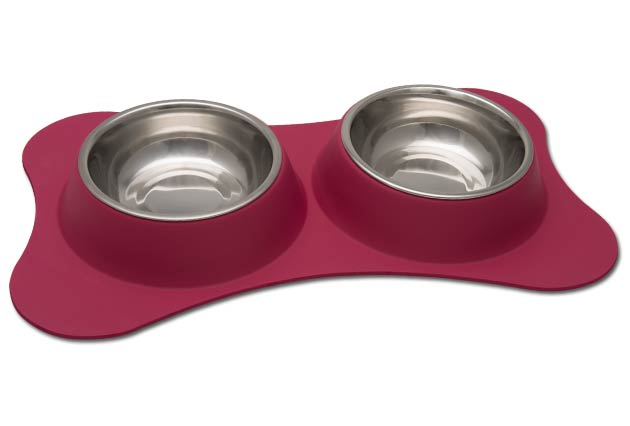 An image of Loving Pets – Dolce Bone Shaped Flex Diner – Pomegranate
