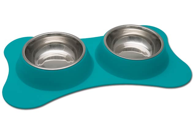 An image of Loving Pets – Dolce Bone Shaped Flex Diner – Robins Egg
