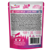 An image of Sunshine Mills, Inc. – Triumph Free Spirit Grain Free Salmon and Sweet Potato Stew in Gravy Wet Pouch Cat Food (2 sleeves – 12 units; total – 24 units) 3oz.