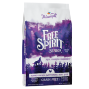 An image of Sunshine Mills, Inc. – Triumph Free Spirit Senior Grain Free Deboned Chicken, Sweet Potato, and Berry Recipe Dry Dog Food 26lb.