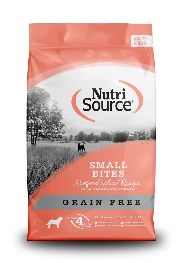 An image of Tuffy’s Pet Foods – NutriSource – Seafood Select Small Bites Grain Free Dog Food (8 / 5 Lbs.)