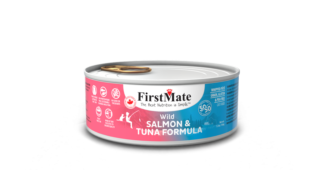 An image of FirstMate Pet Foods – *CASE* FirstMate 50/50 Wild Salmon/Wild Tuna Can Cat Food 5.5oz