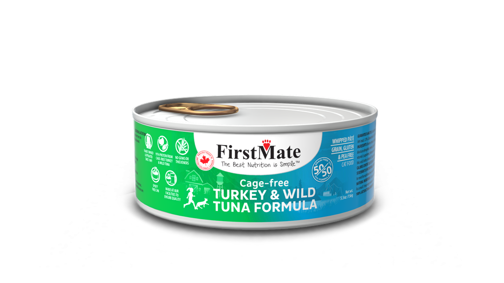 An image of FirstMate Pet Foods – FirstMate 50/50 Cage-Free Turkey/Wild Tuna Can Cat Food 5.5oz