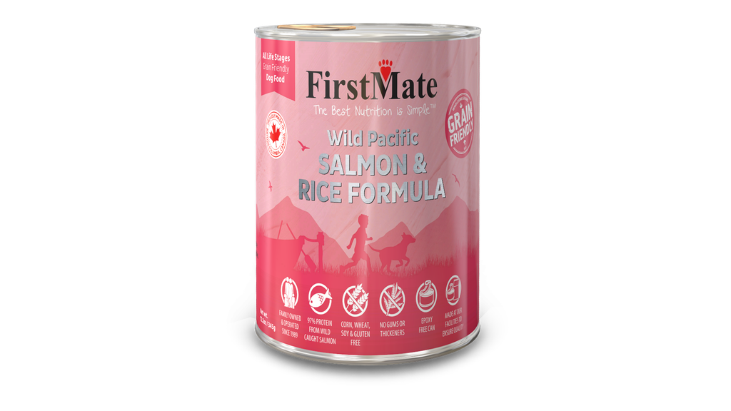 An image of FirstMate Pet Foods – *CASE 24* FirstMate Grain Friendly Wild Salmon with Rice Dog Food 12.2oz