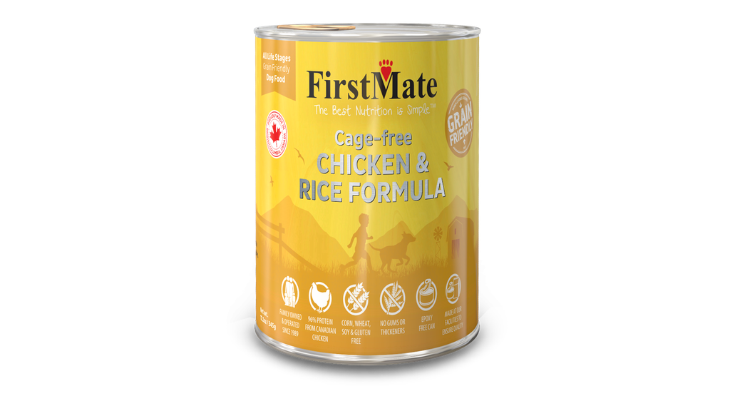 An image of FirstMate Pet Foods – *CASE 24* FirstMate Grain Friendly Cage-Free Chicken with Rice Dog Food 12.2oz