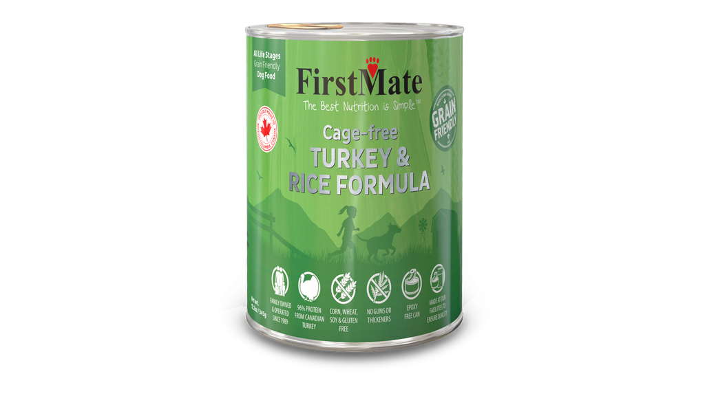 An image of FirstMate Pet Foods – FirstMate Grain Friendly Cage-Free Turkey with Rice Dog Food 12.2oz