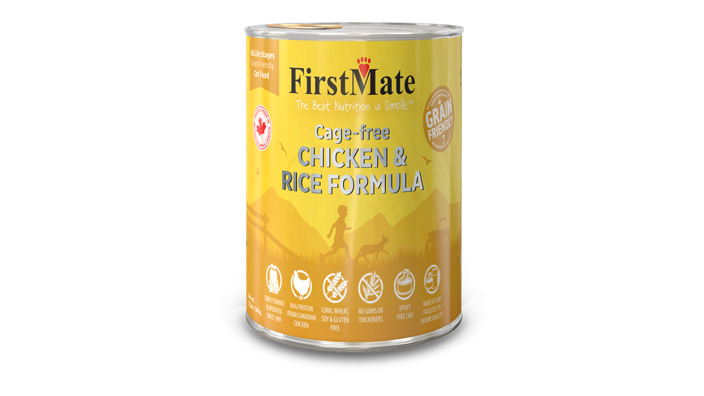 An image of FirstMate Pet Foods – FirstMate Grain Friendly Cage-Free Chicken with Rice Cat Food 12.2oz