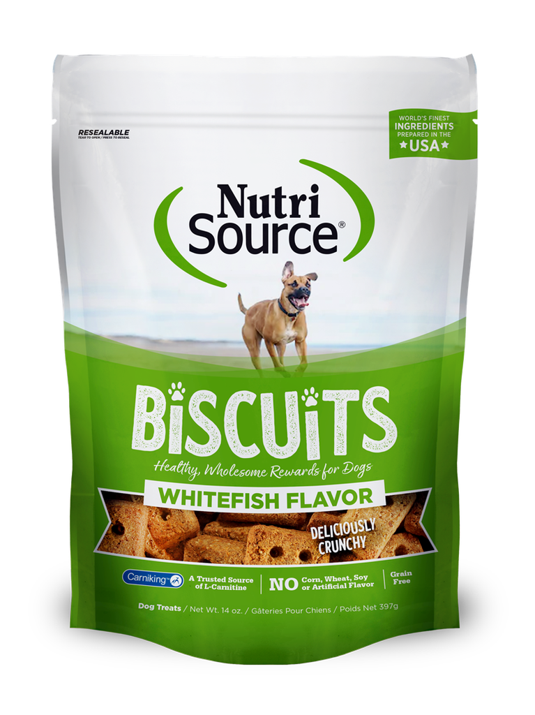 An image of Tuffy’s Pet Foods – NutriSource – Grain Free Whitefish Biscuits For Dogs (6 / 14 Oz.)