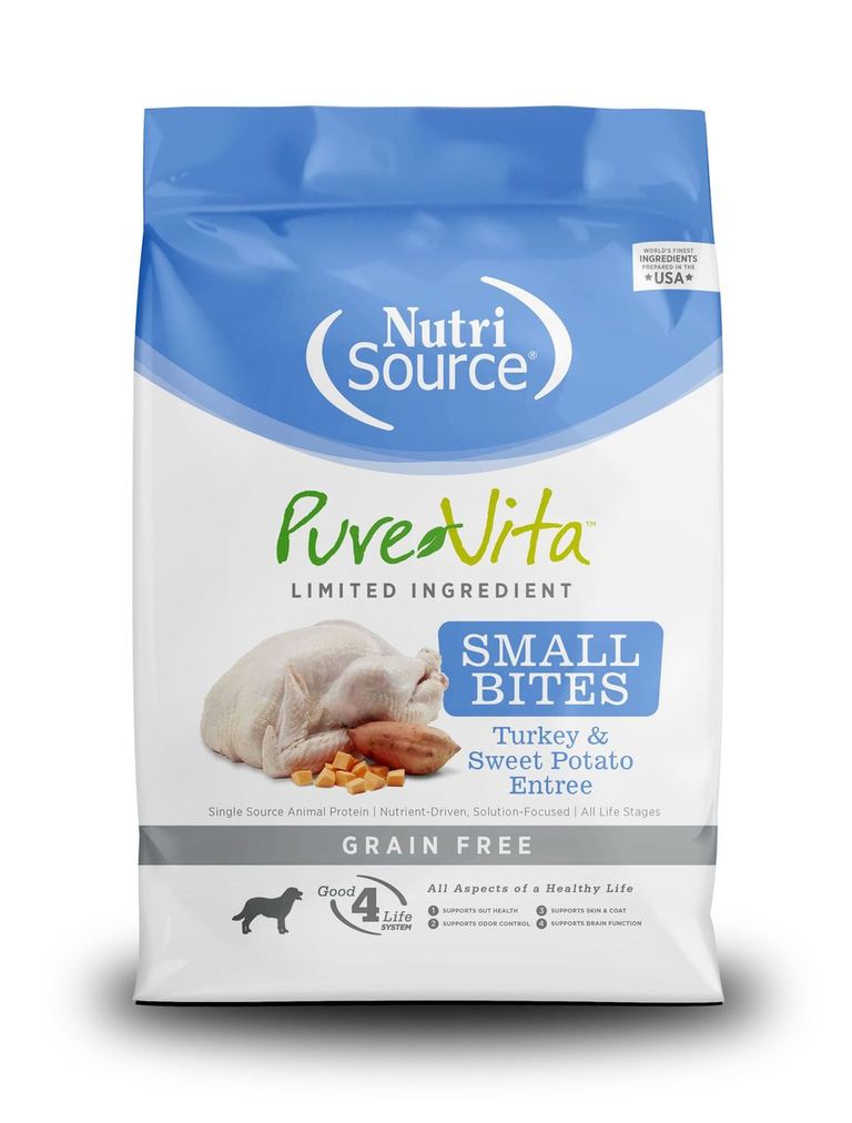 An image of Tuffy’s Pet Foods – PureVita – Turkey & Sweet Potato Small Bites Grain Free Dog Food (8 / 5 Lbs.)