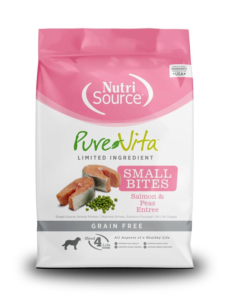 An image of Tuffy’s Pet Foods – PureVita – Salmon & Peas Small Bites Grain Free Dog Food (15 Lbs.)
