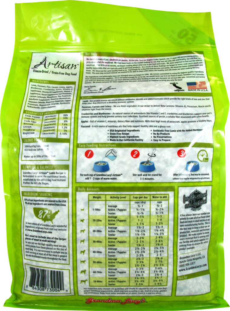 An image of Grandma Lucy’s – ARTISAN LAMB Dog Food – 10lb