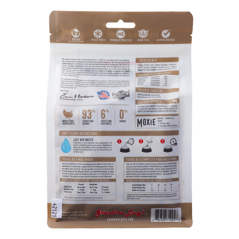 An image of Grandma Lucy’s – Moxie TURKEY Cat Food – 8oz