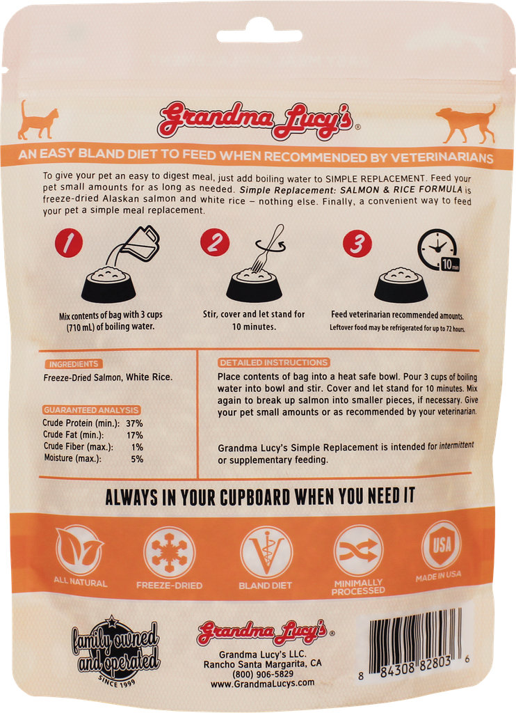 An image of Grandma Lucy’s – SIMPLE REPLACEMENT – Salmon & White Rice- 7oz