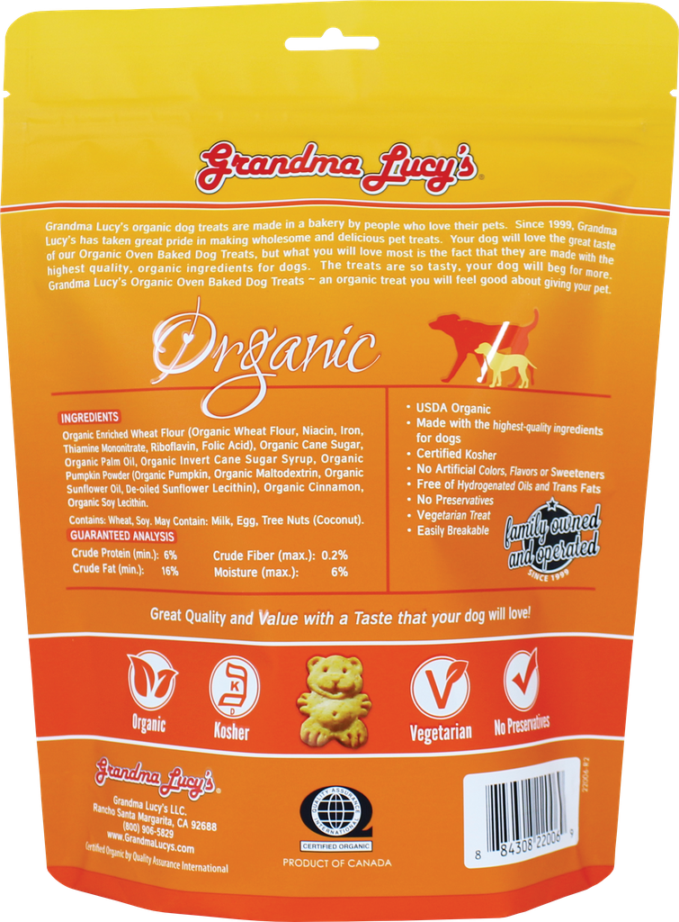 An image of Grandma Lucy’s – ORGANIC Baked Dog Treats – Pumpkin – 14oz