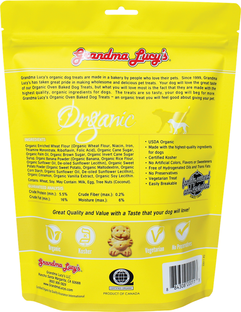 An image of Grandma Lucy’s – ORGANIC Baked Dog Treats – Banana & Sweet Potato – 14oz