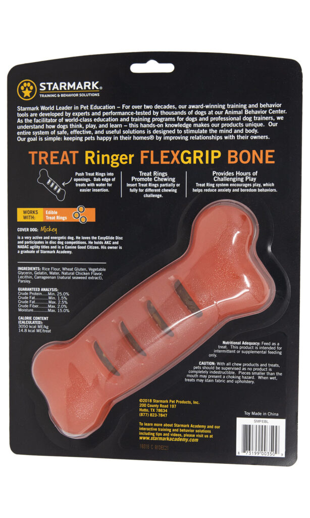 An image of Starmark Pet Products – Treat Ringer FlexGrip Bone Large