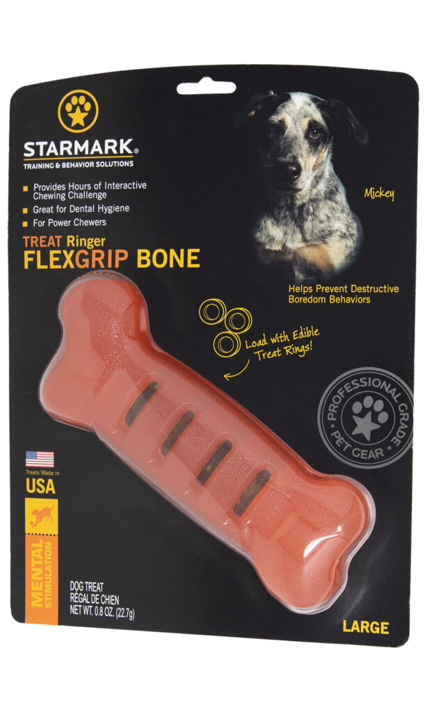 An image of Starmark Pet Products – Treat Ringer FlexGrip Bone Large