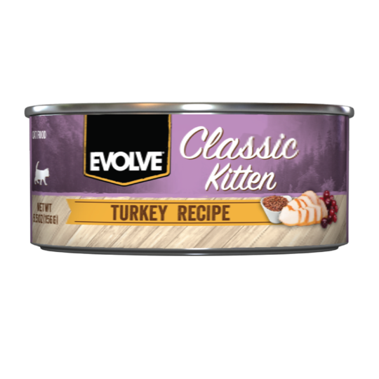 An image of Sunshine Mills, Inc. – Evolve Classic Kitten Turkey Recipe Canned Cat Food 5.5oz