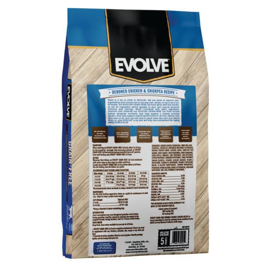 An image of Sunshine Mills, Inc. – Evolve Grain-Free Deboned Chicken and Chickepea Recipe Dry Cat Food 11lb
