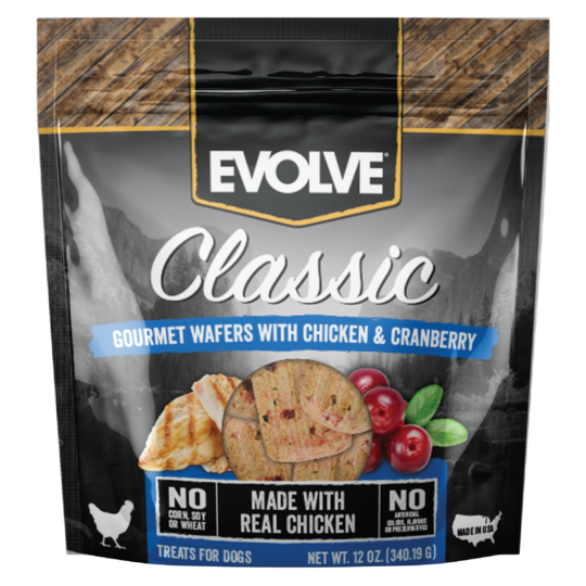 An image of Sunshine Mills, Inc. – Evolve Classic With Chicken and Cranberry Gourmet Wafers Dog Treats 12oz