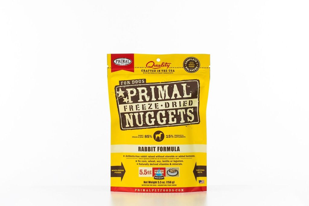 An image of Primal Pet Foods – 5.5oz Canine Rabbit Formula Nuggets