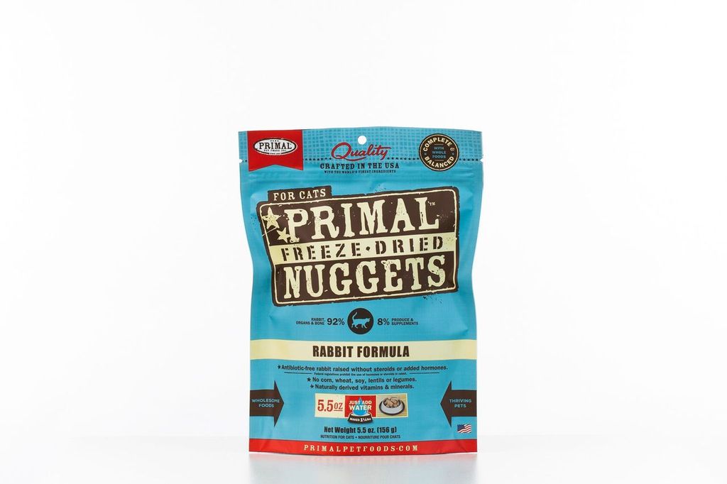 An image of Primal Pet Foods – 5.5oz Feline Rabbit Formula Nuggets