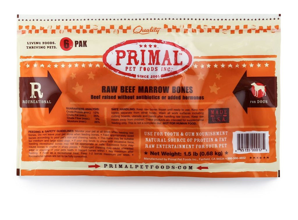 An image of Primal Pet Foods – 6 Pak Beef Marrow Bone