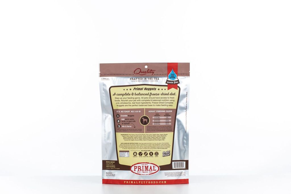 An image of Primal Pet Foods – 14oz Canine Pork Formula Nuggets