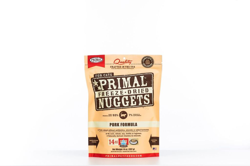 An image of Primal Pet Foods – 14oz Feline Pork Formula Nuggets