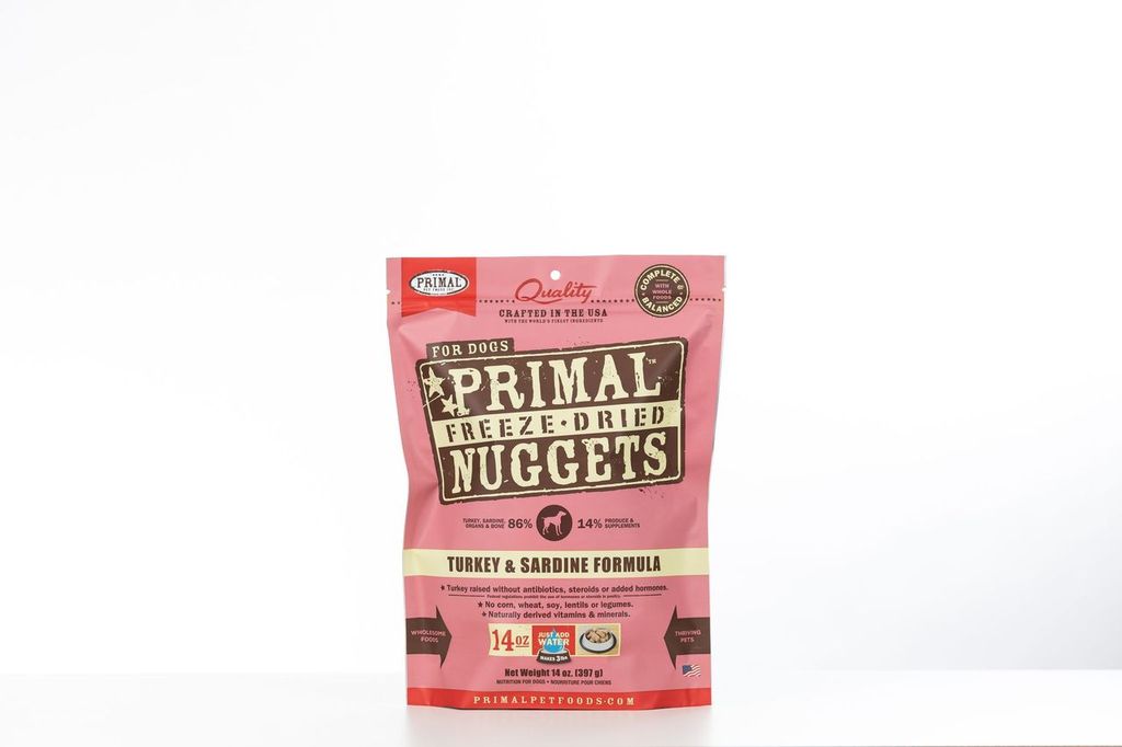 An image of Primal Pet Foods – 14oz Canine Turkey & Sardine Formula Nuggets