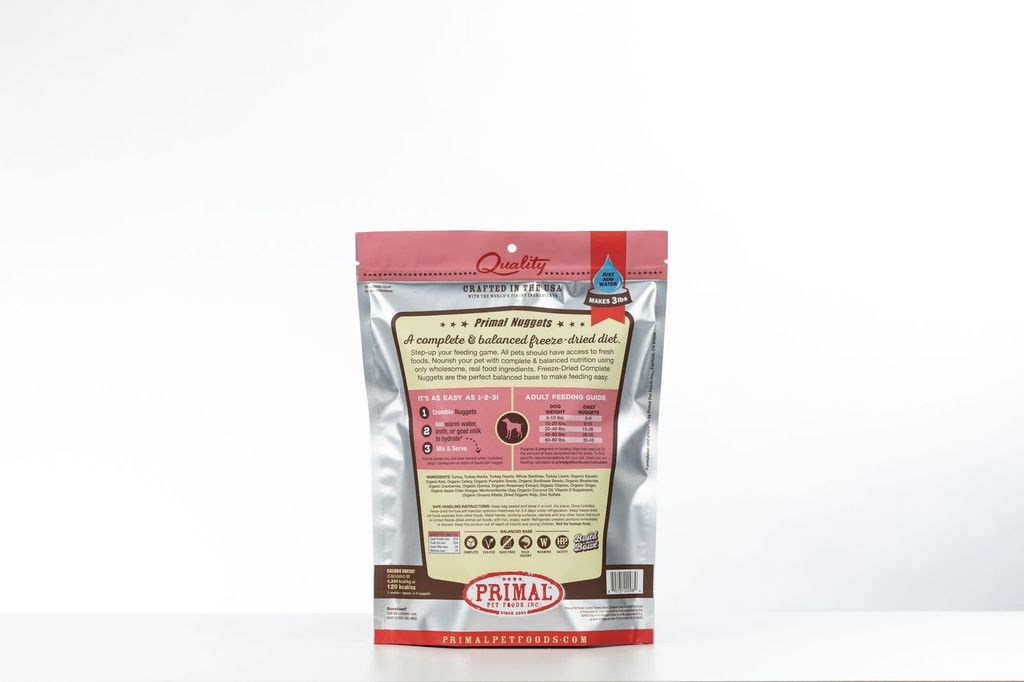 An image of Primal Pet Foods – 14oz Canine Turkey & Sardine Formula Nuggets