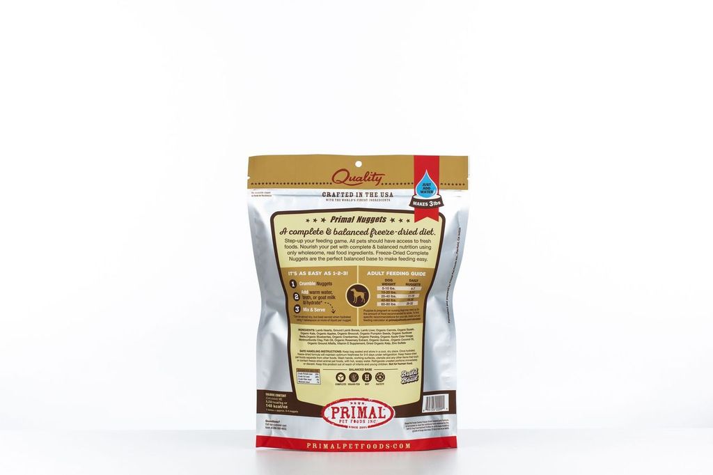 An image of Primal Pet Foods – 14oz Canine Lamb Formula Nuggets