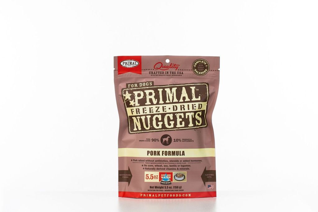 An image of Primal Pet Foods – 5.5oz Canine Pork Formula Nuggets