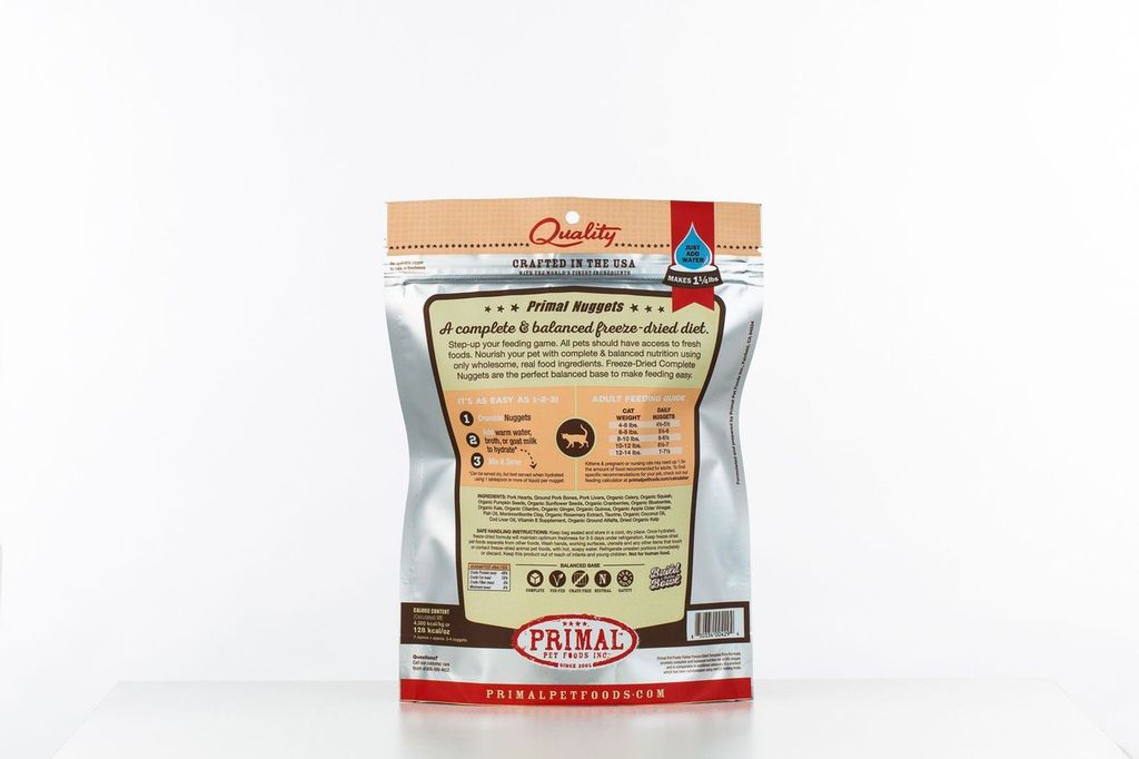 An image of Primal Pet Foods – 5.5oz Feline Pork Formula Nuggets